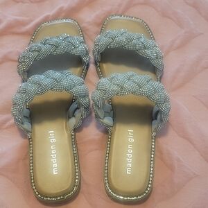 Madden Girl Silver Slide Sandals